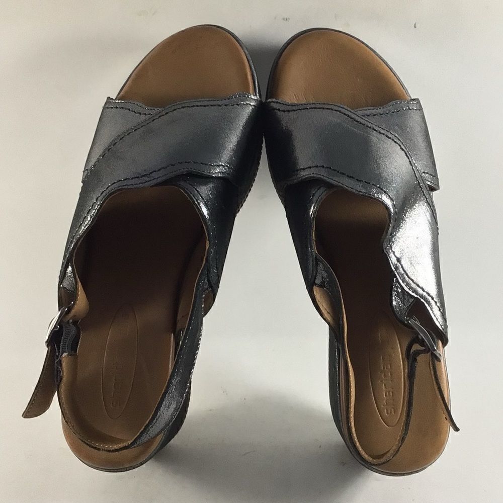 Sheridan Mia Metallic Black Platform Sandals - Picture 5 of 8